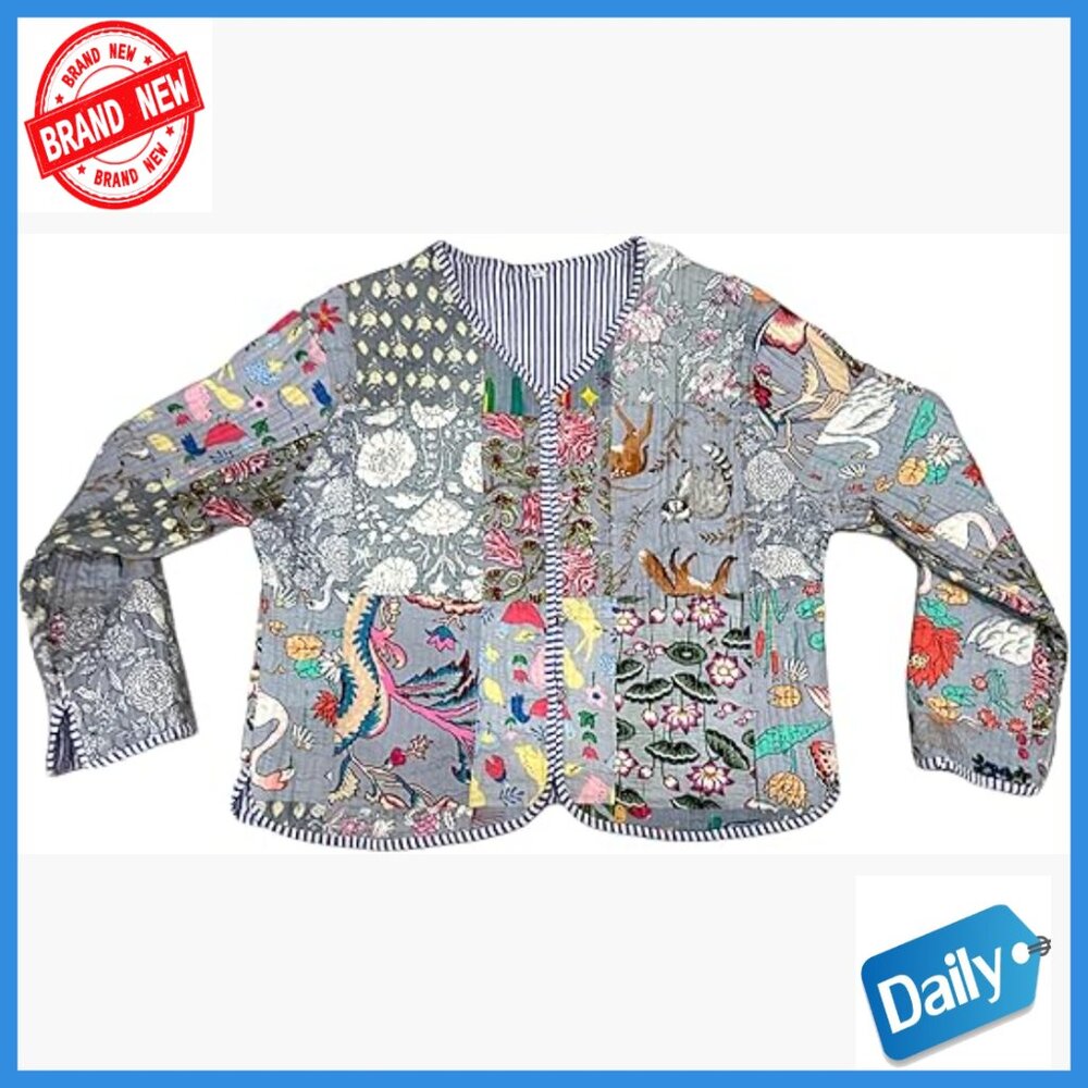 Handmade Patchwork Quilted Cotton Jacket Reversib… - image 1